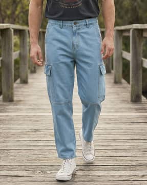Shein Shein Men Full Length Panelled Clean Wash Cargo Jeans