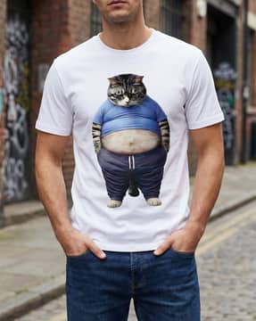 Shein Shein Men Drop Shoulder Graphic Front Print Crew Tshirt