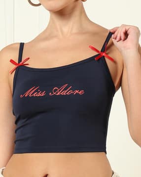 トップス Cherry Pattern Strap Top navy S Buy Navy Blue Tops for Women by Shein Online | sheinindia.in