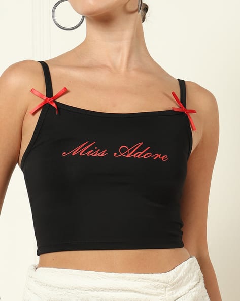 Product image of
                        Shein Shein Spaghetti Strap Typographic Chest
                        Print Cami Top
