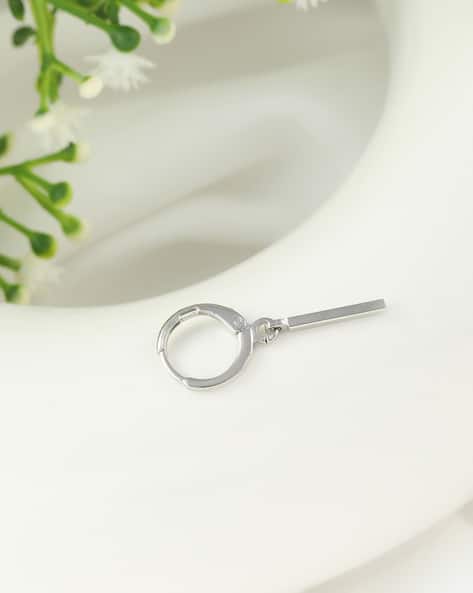 Shein Men Silver Bar Charm Hoop Earring