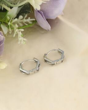 Shein Men Hinge Clasp Geometric Design Hoop Earrings-picture-41
