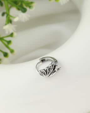 Shein Shein Men Silver Abstract Design Hoop Earrings