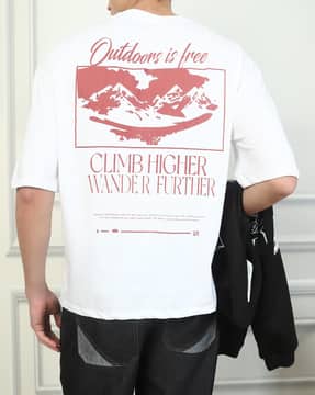 Shein Shein Men Drop Shoulder Graphic Back Print Crew Tshirt