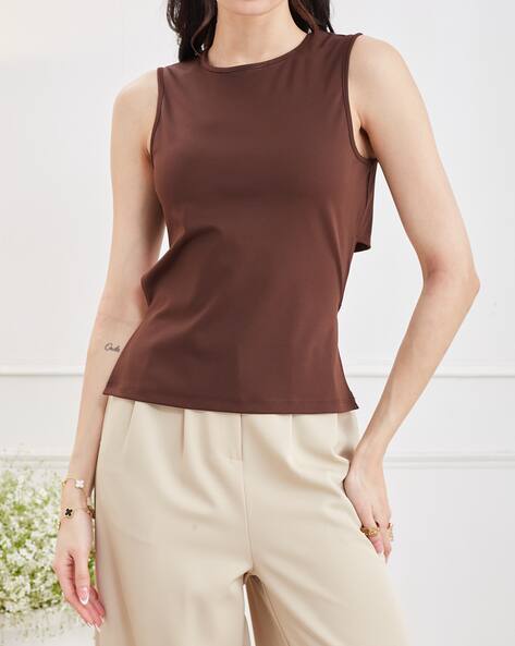 Shein Sleeveless Back Cut-Out Tie-Up Short Top