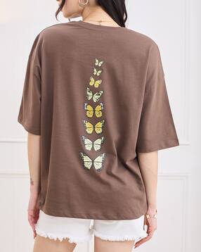 Shein Drop Shoulder Graphic Back Print Crew Tshirt-picture-48