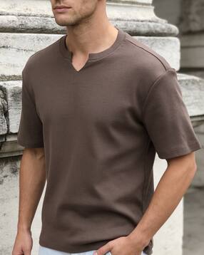 Shein Short Sleeve Ribbed Notched Neck Tshirt-picture-24