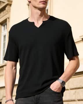 Shein Short Sleeve Ribbed Notched Neck Tshirt-picture-26