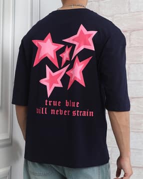 Shein Drop Shoulder Star Back Print Crew Tshirt-picture-33