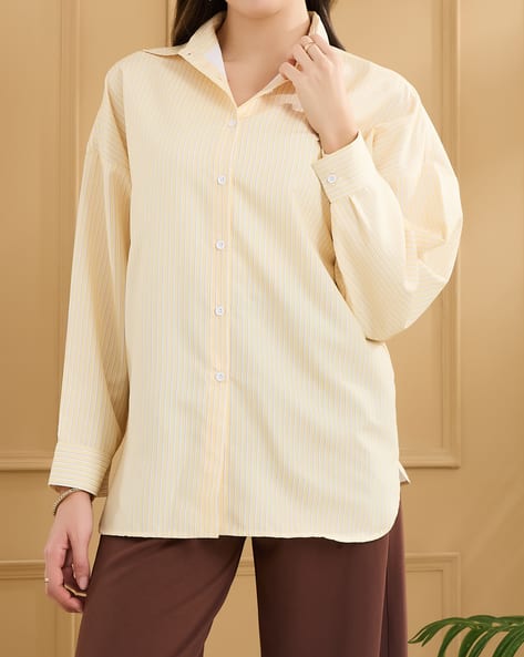 Product image of
                        Shein Shein Spread Collar Drop Shoulder Striped
                        Shirt