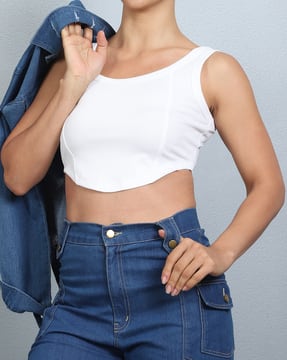 Shein Shein Women Sleeveless Panelled Ribbed Corset Style Tank Top