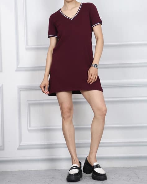 shein t shirt dress SHEIN Unity Women's Fashionable Casual Solid Color Casual T-Shirt Dress With Pockets