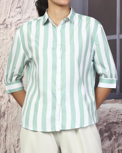 Product image of
                        Shein Shein Medium Length Spread Collar Striped
                        Shirt