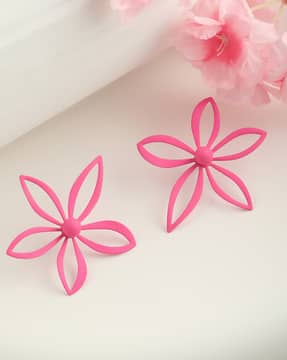 Shein Shein Women Pink Flower Designed Stud Earrings