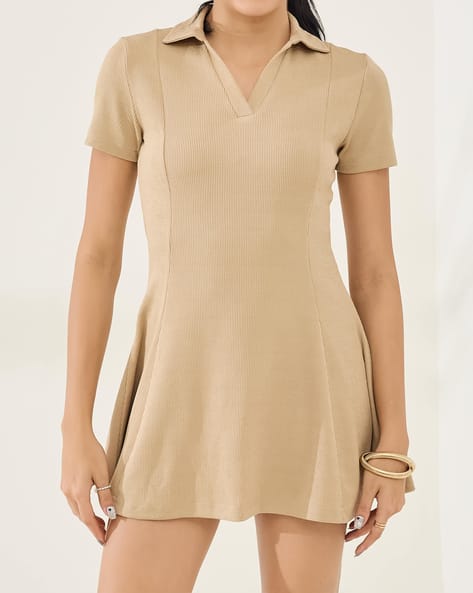 camel skater dress Camel Metallic Dress - Skater Mini Dress - Glitter Party Dress