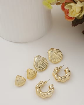 Shein Women Combo of 3 Chunky Shell Shaped Earring Sets-picture-39