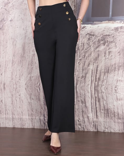 Product image of
                        Shein Shein High Rise Ankle Length Pants With
                        Button Detail