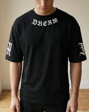 Shein Drop Shoulder Typographic Placement Print Crew Tshirt-picture-23
