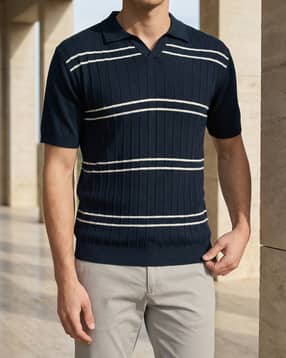 Shein Short Sleeve Striped Self-Designed Polo Tshirt-picture-41