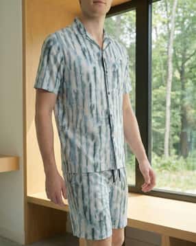 Shein Cuban Collar Abstract Print Shirt & Shorts Set-picture-29
