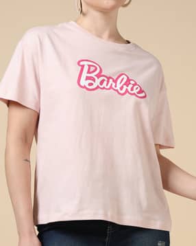 Shein Short Sleeve Barbie Chest Print Crew Tshirt-picture-23
