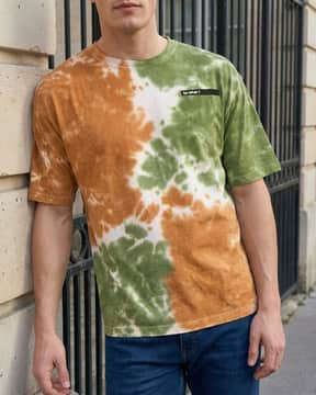 Shein Shein Men Medium Length Short Sleeve Tie and Dye Crew Tshirt
