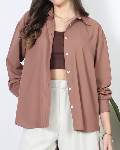 Product image of
                        Shein Shein Spread Collar Back Button Detail
                        High-Low Hem Shirt