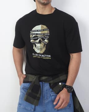 Shein Shein Men Punk Short Sleeve Graphic Chest Print Crew Tshirt