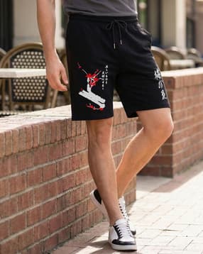 Shein Elasticated Drawstring Waist Graphic Print Shorts-picture-14