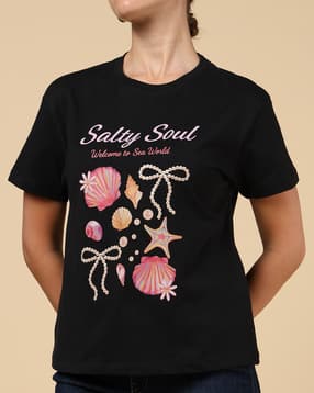 Shein Short Sleeve Graphic Front Print Crew Tshirt-picture-34