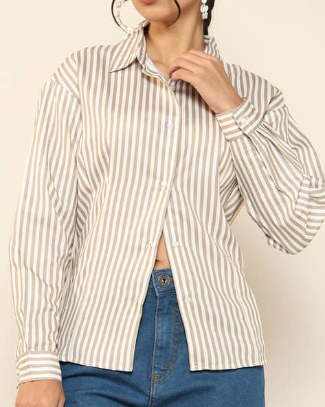 Product image of
                        Shein Shein Medium Length Spread Collar Full
                        Sleeve Stripes Shirt