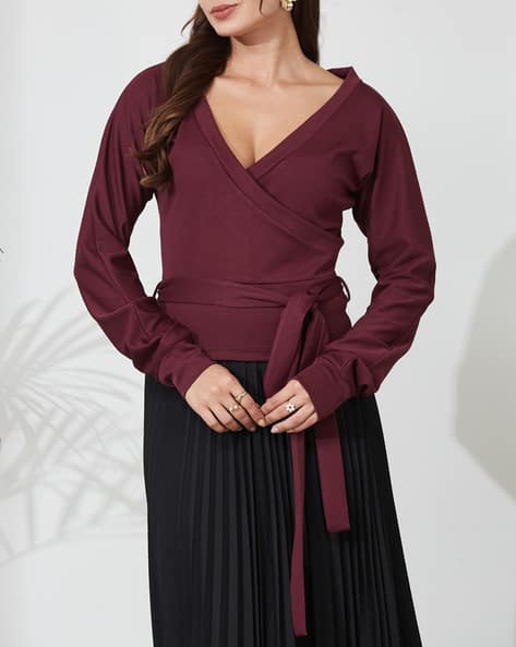 Product image of
                        Shein Shein Full Sleeve Waist Tie-Up Ribbed Wrap
                        Top