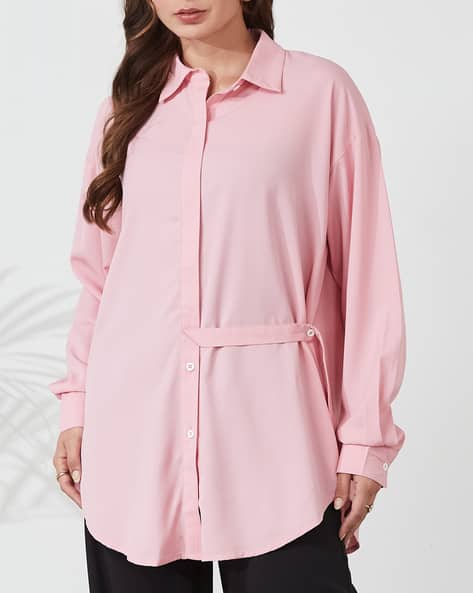 Product image of
                        Shein Shein Drop Shoulder Waist Button Strap
                        Detail Long Shirt