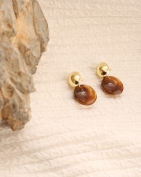 shein women tiger eye inlay drops & danglers earrings