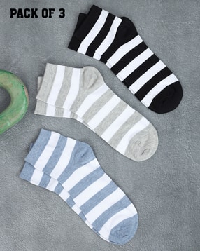 Shein Combo of 3 Ankle Length Striped Everyday Socks-picture-26