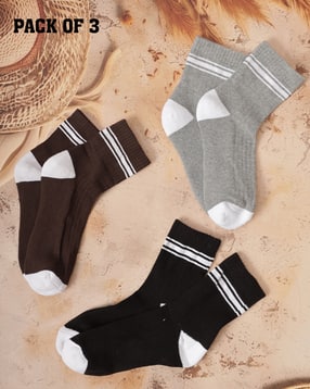 Shein Women 3 Pairs Of Contrast Striped Everyday Socks-picture-28