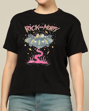 Shein Short Sleeve Rick & Morty Chest Print Crew Tshirt-picture-28