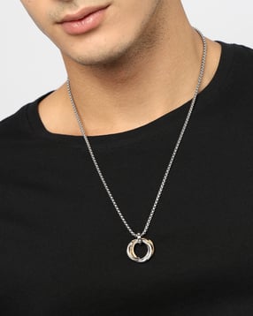 Shein Men Silver Chain With Geometric Ring Design Pendant-picture-11