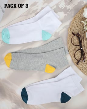 Shein Combo of 3 Ankle Length Contrast Detail Everyday Socks-image-20