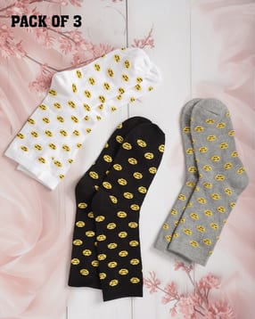 Shein Women 3 Pairs Of Novelty Print Everyday Socks-picture-52