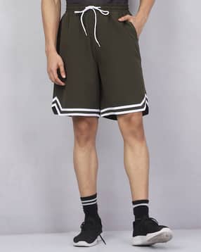 Shein Elasticated Drawstring Waist Contrast Trim Athletic Shorts-picture-25
