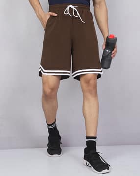 Shein Elasticated Drawstring Waist Contrast Trim Athletic Shorts-image-12