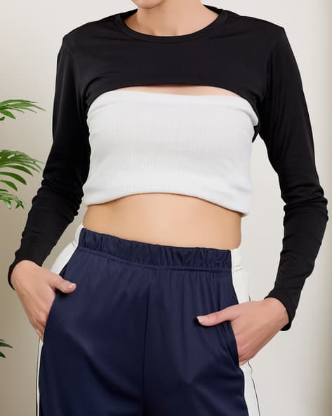 Product image of
                        Shein Shein Full Sleeves High Low Hem Crop Top