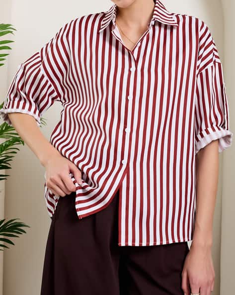 Product image of
                        Shein Shein Drop Shoulder Spread Collar Striped
                        Shirt