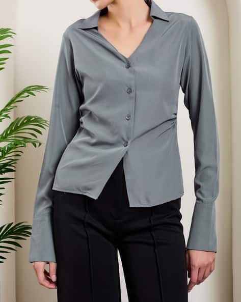 Product image of
                        Shein Shein Ruched Full Cuffed Sleeves Spread
                        Collar Shirt
