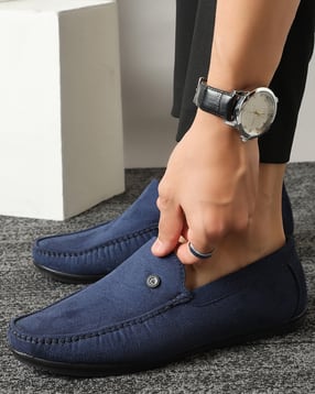 Shein Men Slip-On Round Toe Loafers With Mock Button Detail-image-37