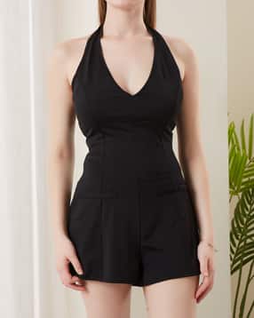 Shein Halter Neck Panelled Playsuit With Back Zip-picture-41