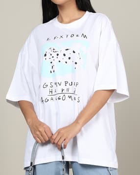 Shein Women Drop Shoulder Typographic Chest Print Crew Tshirt-picture-13
