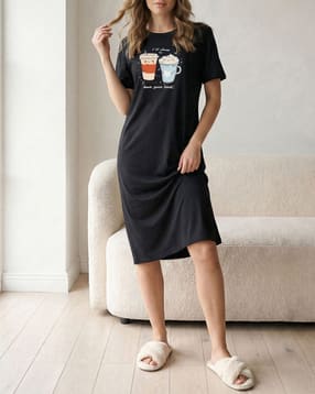 Shein Short Sleeves Graphic Chest Print Nightshirt-picture-16