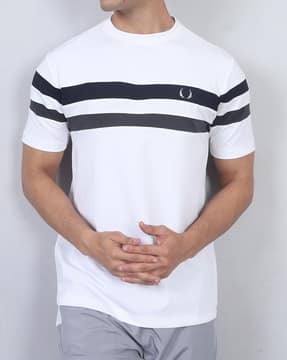 Shein Shein Men Contrast Panelled Graphic Placement Print Crew Tshirt
